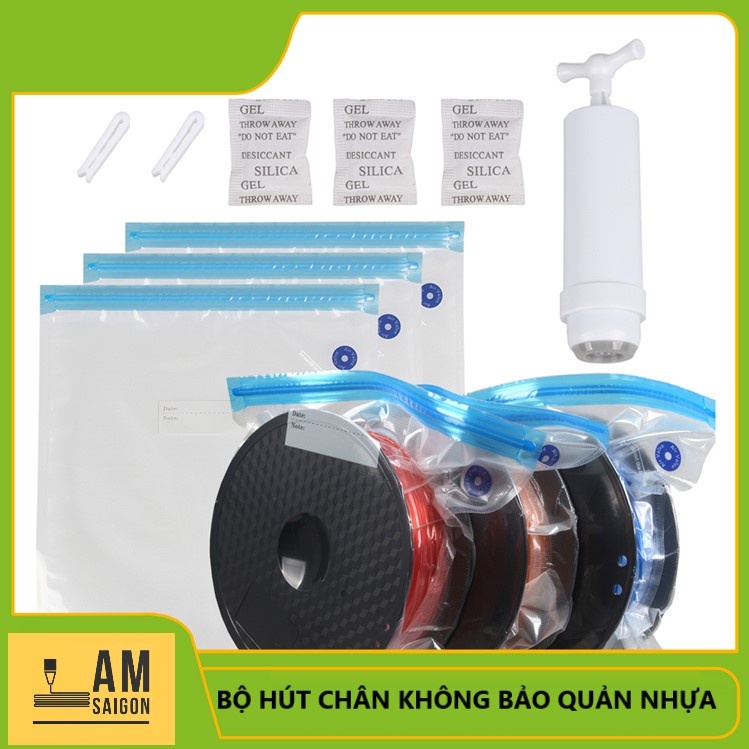 Bộ KIT Hút Chân Không bảo quản nhựa In 3D PLA, ABS, TPU... 3D Printer Filament Storage Bag, Vacuum Sealed Dry Bags