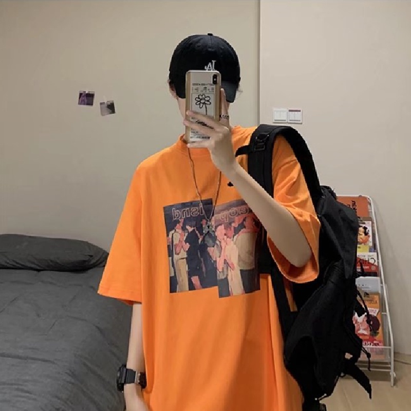 Áo Thun Dáng Rộng In Chữ Phong Cách Hàn Quốc Thời Trang Mùa Hè Cho Nam Size M-8XL