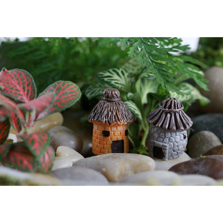 Tiểu cảnh mini Terrarium ❤️ Nhà cổ thổ dân mini trang trí sen đá, sân vườn, bể cá, bể terrarium