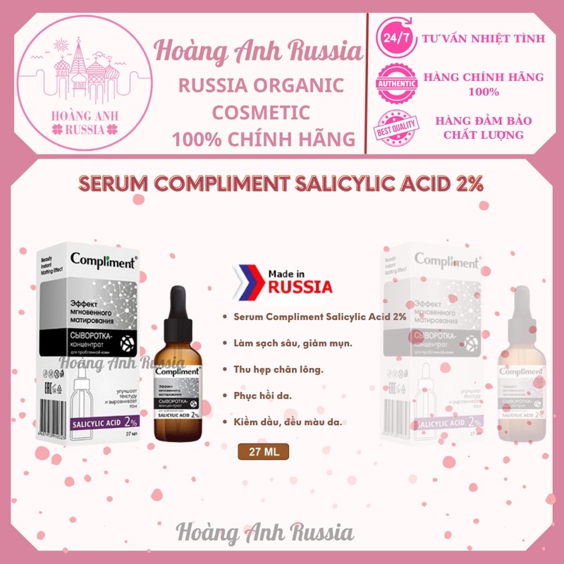Serum Compliment 2% BHA làm sạch sâu, giảm mụn, se lỗ chân lông, kiềm dầu