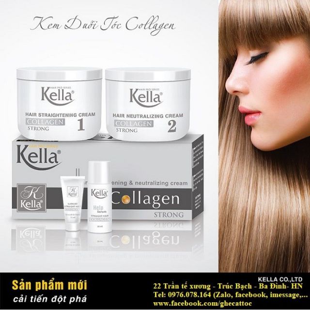 KEM DUỖI TÓC THUỐC ÉP TÓC KELLA COLLAGEN STRONG TRẮNG