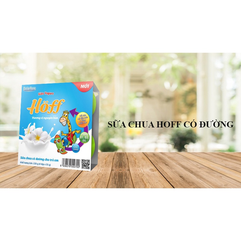 Sữa chua hoa quả hoff cao cấp cho trẻ từ 6M+ VỈ 4 HỘP vị nguyên bản có đường