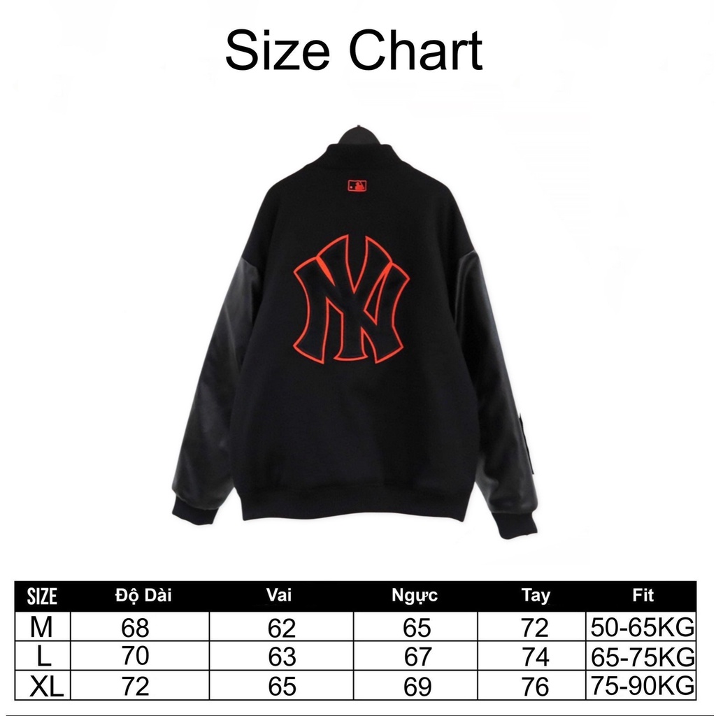 Áo khoác Bomber Varsity M.L.B Ny Thêu Logo Cam Form Rộng Phối Tay Da - Best Quality  - De Storm