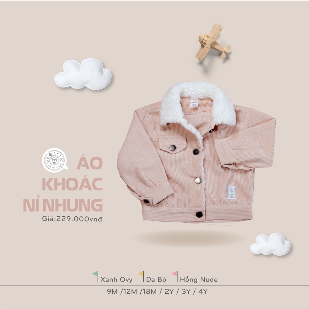 [CHÍNH HÃNG] Áo khoác nhung cổ lông trẻ em Hrnee