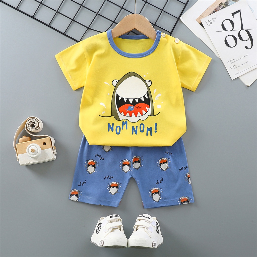 Bộ Đồ Ngủ 2 Món In Họa Tiết Hoạt Hình Động Vật Dễ Thương Thời Trang Mùa Hè Cho Bé
