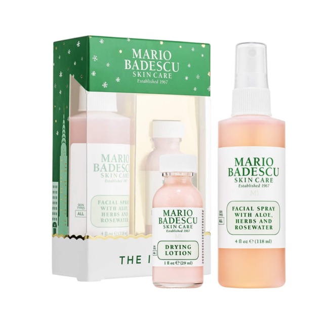 [CÓ SẴN]Set dưỡng da Mario Badescu The Icon Toner xịt khoáng, chấm mụn