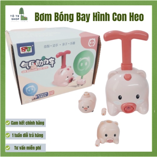 Đồ chơi xe bơm bóng bay, bơm bóng bay hình con heo dễ thương, xe ô tô hình con lợn