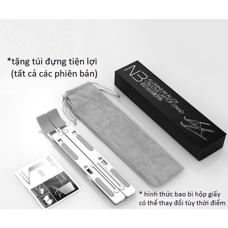 Giá đỡ laptop stand hợp kim nhôm hỗ trợ tản nhiệt công thái học, gấp gọn chỉnh độ cao ipad macbook surface N3 Vu Studio