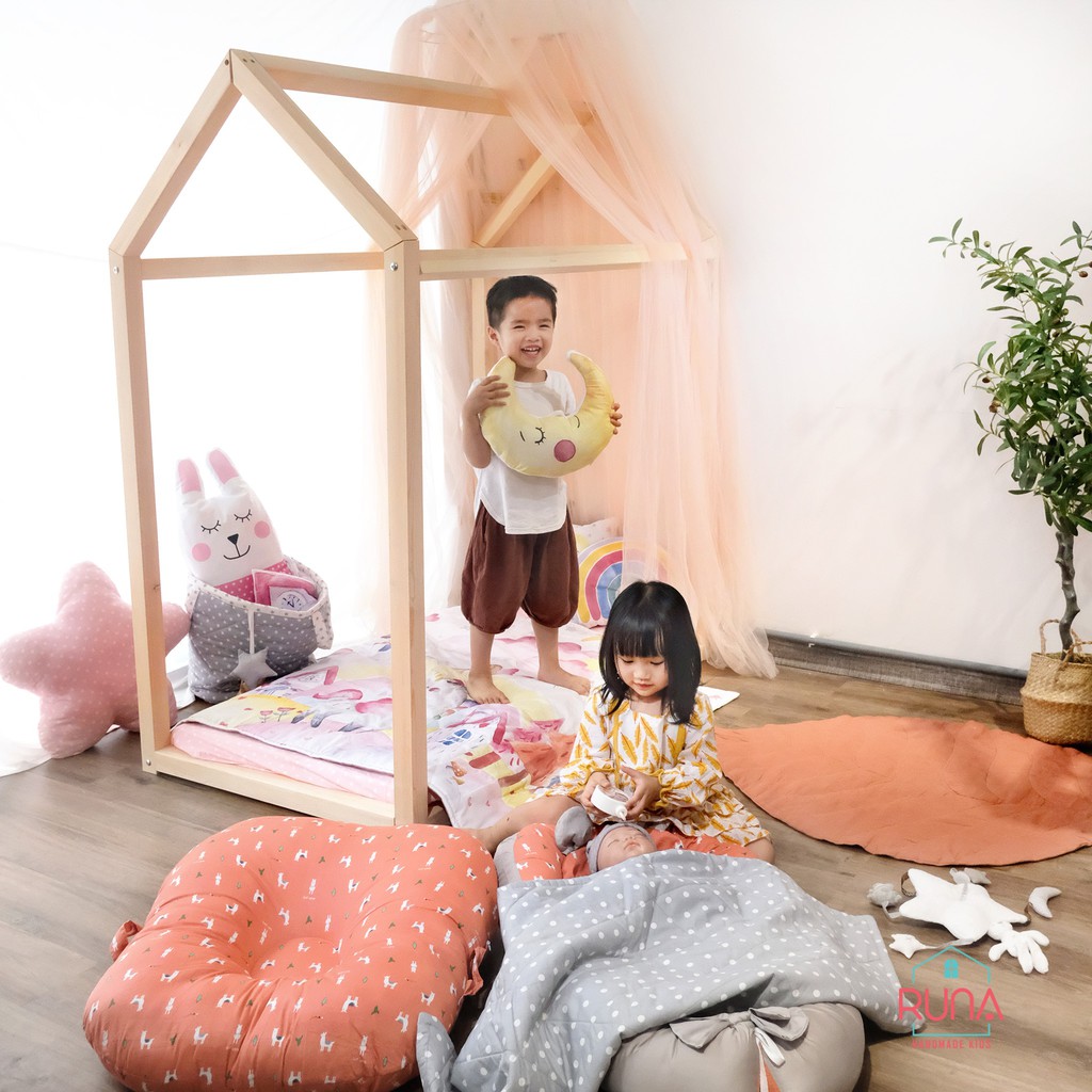 Giường ngôi nhà cho bé RUNA KIDS gỗ thông cao cấp bền đẹp bảo hành 3 năm