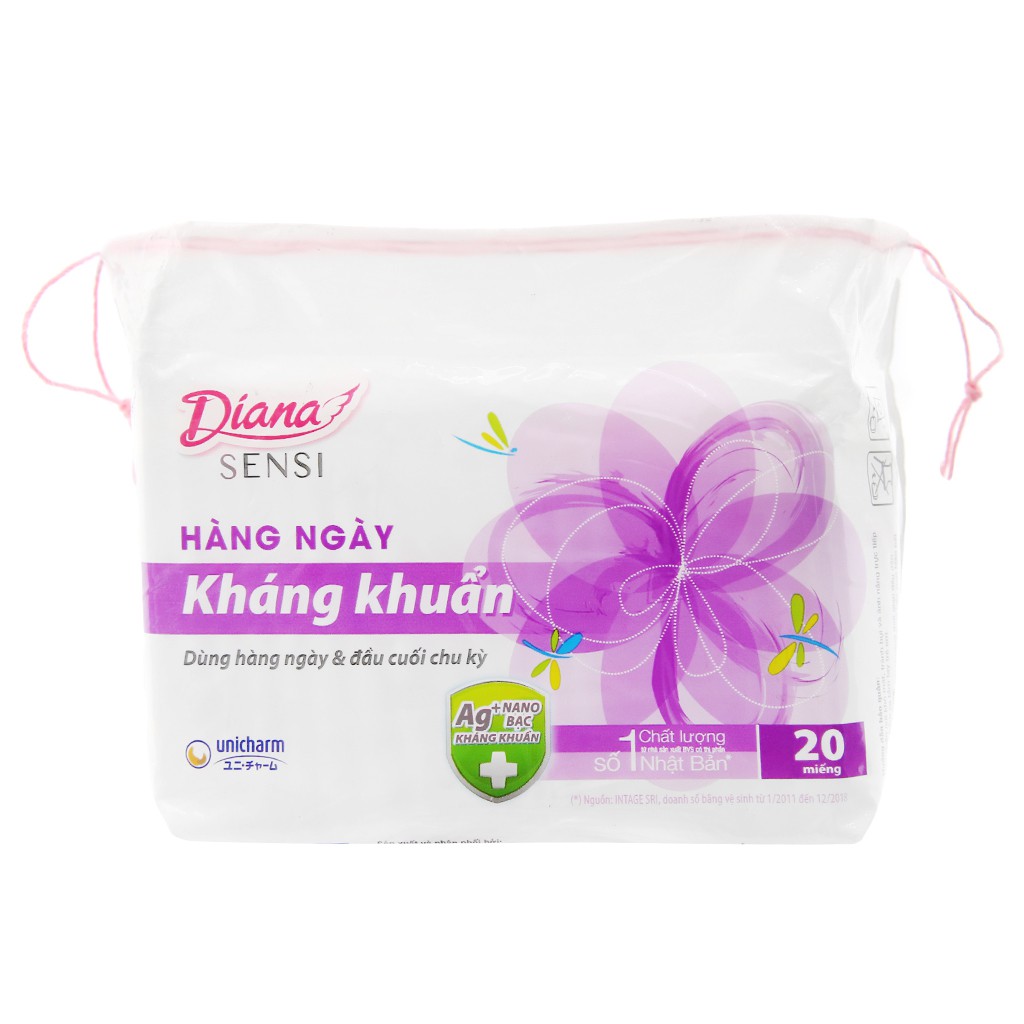 Băng vệ sinh, tampon hàng ngày Diana Sensi kháng khuẩn 20 miếng