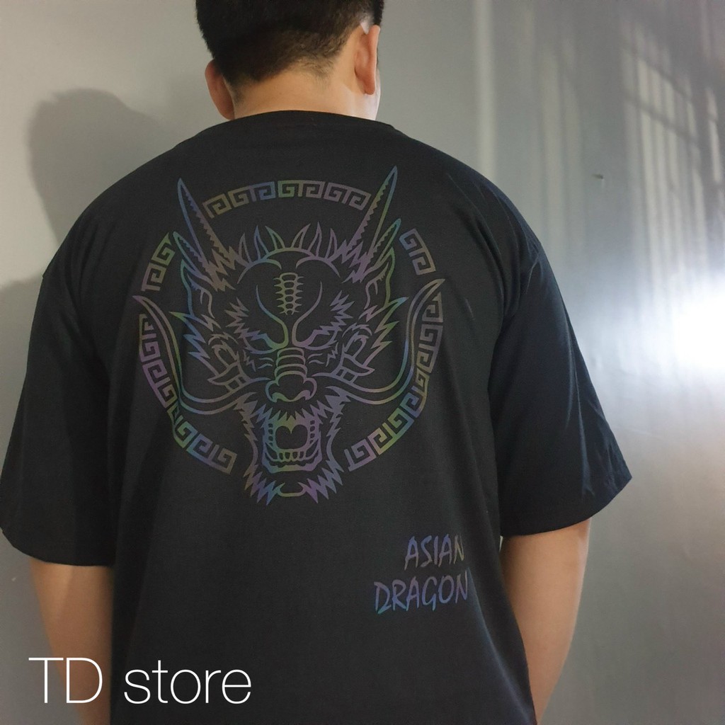 - Áo thun unisex phản quang mẫu ASIAN DRAGON