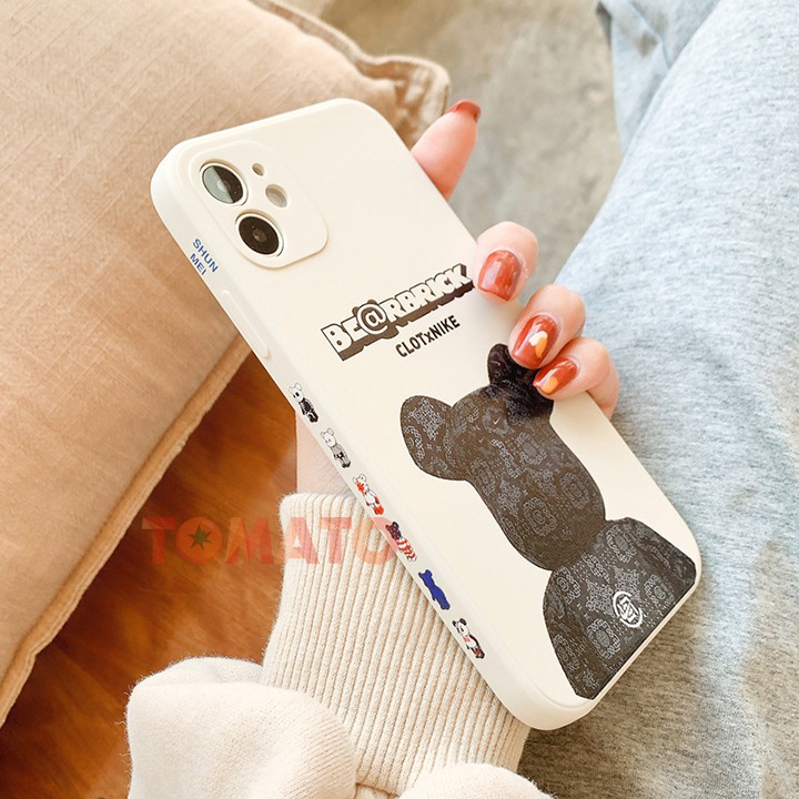 Ốp Lưng IPhone Viền Vuông Hình Gấu BearBrick 6/6plus/7plus/8/8plus/x/xs/11/12/pro/max/plus/promax - Phụ Kiện Tomato