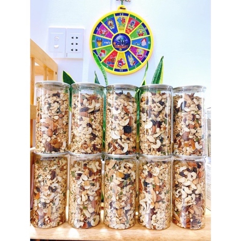Granola 100% Hạt &amp; Quả Nướng Mật ong rất ngon 500g Giảm cân, Ăn kiêng date mới nhất.