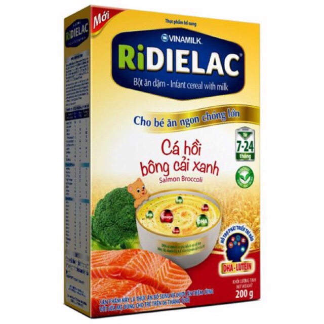 Bột ăn dặm Ridielac Cá hồi bông cải xanh 7-24 tháng 200g