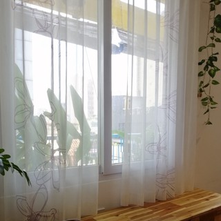 Rèm voan HANA, voan trắng in họa tiết nhẹ nhàng, rèm voan Nhật chống nhìn trộm