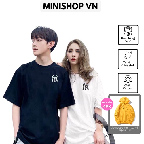 Áo thun NY nam nữ tay lỡ form rộng chất cotton cao cấp mềm mát năng động cá tính