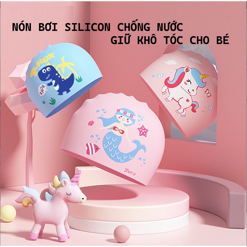 Nón bơi Silicon chống nước cho bé trai và bé gái