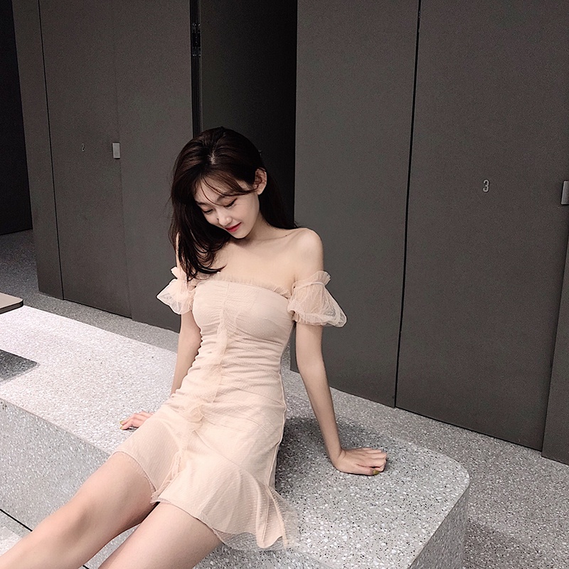 IELGY IELGY Đầm Đen Dáng Chữ A Lưng Cao Phong Cách Pháp Thời Trang Cho Nữ