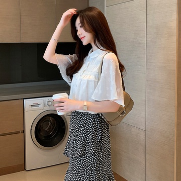 Áo Sơ Mi chiffon Ngắn Tay Màu Trơn Phong Cách Hàn Quốc Thời Trang Mùa Hè  Cho Nữ
