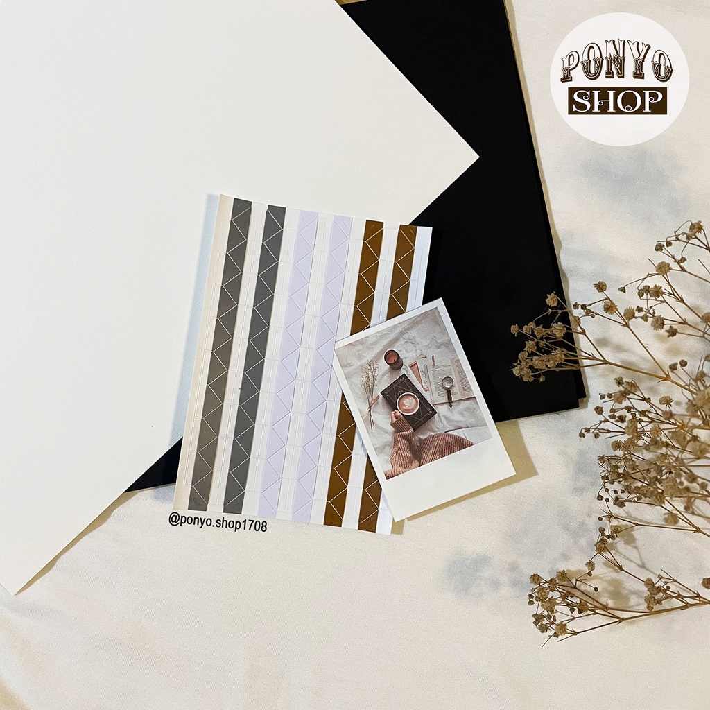 Sticker góc ảnh Gold, White, Silver trang trí Scrapbook/album ảnh