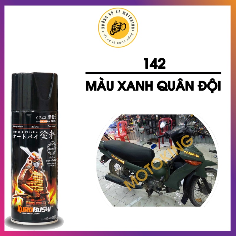 Combo sơn samurai màu xanh quân đội army 142 loại 2K chuẩn quy trình độ bền 5 năm gồm 2K04 - 102 - 142 - 2K01