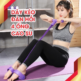 Dây Kéo Đàn Hồi 4 Ống Cao Su Bàn Đạp Chân ❤️️ Dụng Cụ Tập GYM YTP ❤️️ Thể Dục Săn Chắc Bụng Tay Vai Tại Nhà Cho Nam Nữ