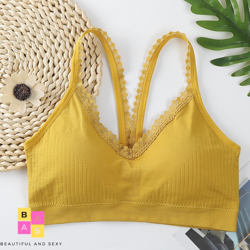 Áo bra phối ren, áo bra nữ croptop, áo tập Gym, Yoga BAS061