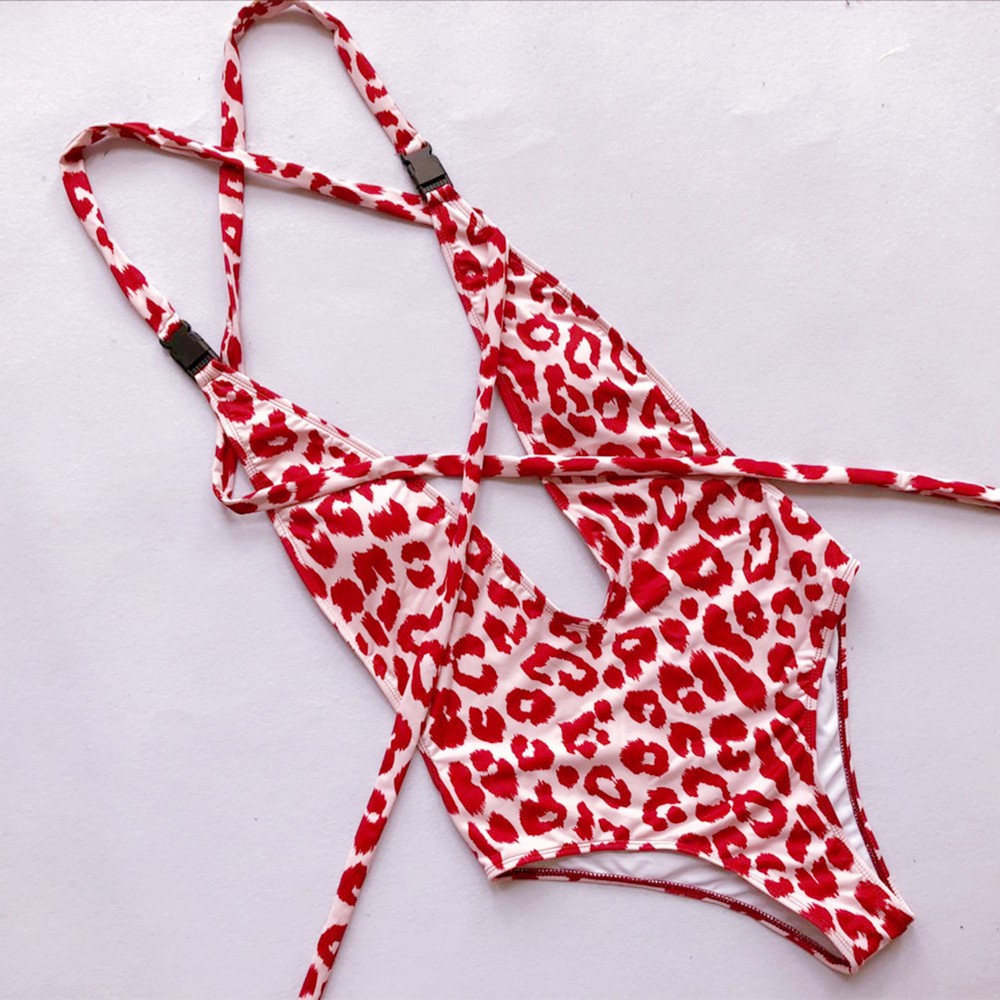 Bikini 1 mảnh da báo họa tiết chấm môi hồng 💝 Free ship 💝 | BigBuy360 - bigbuy360.vn