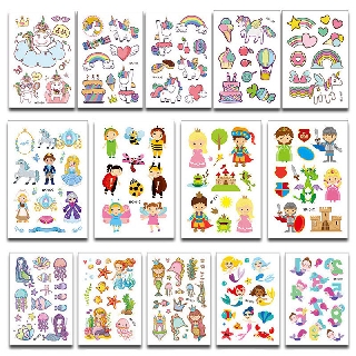 10 tờ Unicorn Nàng tiên cá Series Nhãn dán hình xăm chống nước tạm thời (Phong cách gửi ngẫu nhiên)