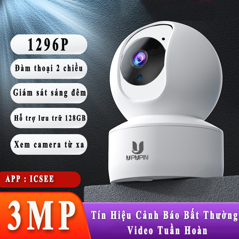 Camera Wifi 360° 2k 1296p an ninh trong nhà camara giám sát gia đình ptz