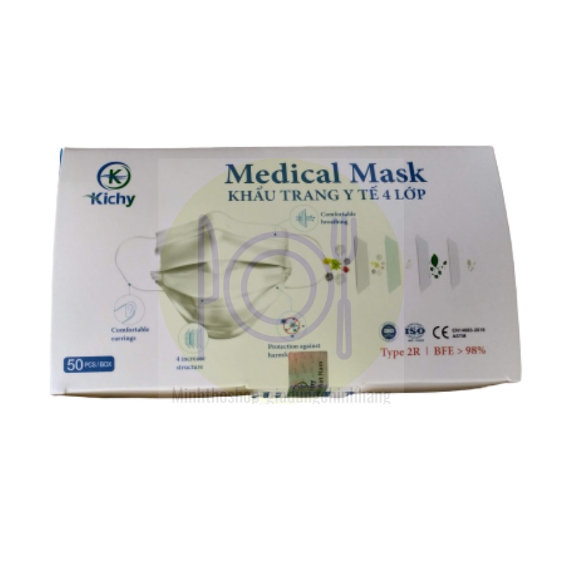 Khẩu trang y tế 4 lớp 5 bịch (gói) mỗi bịch 10 cái Medical Mask chính hãng hàng công ty Kichy Việt nam