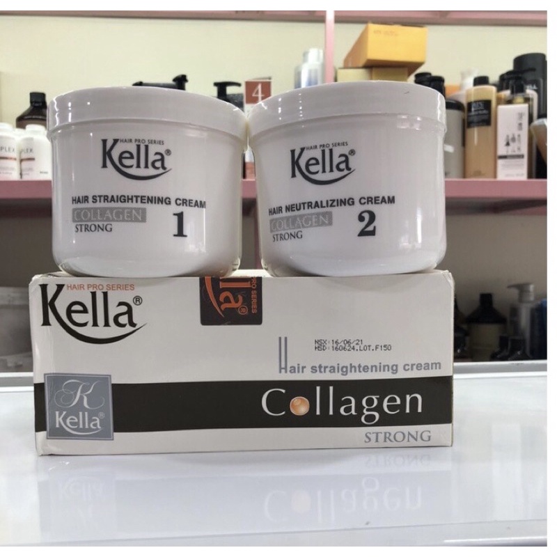Duỗi Kella Collagen, Thuốc Duỗi Tóc Kella Collagen 500ml*2