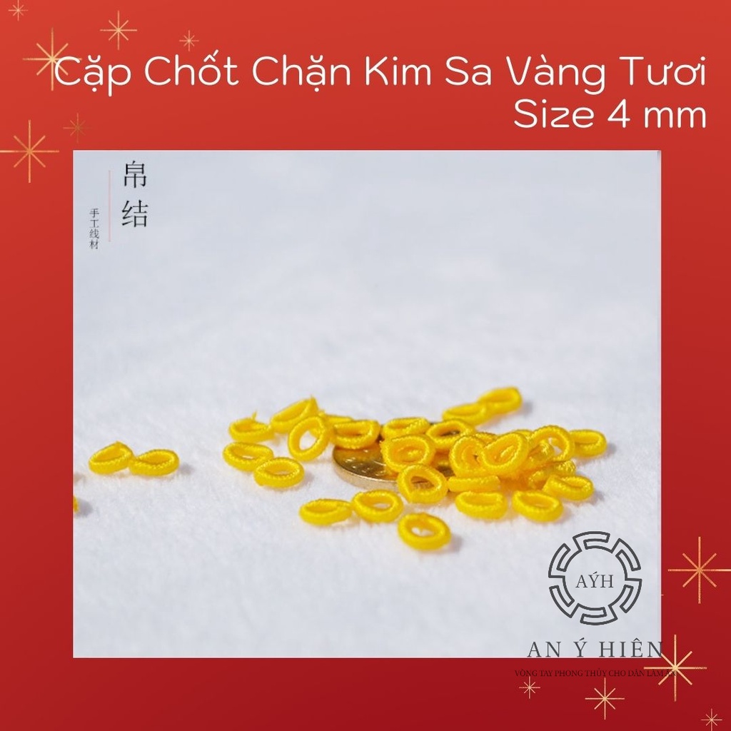 2 cặp Chốt chặn kim sa vàng tươi ( An Ý Hiên)