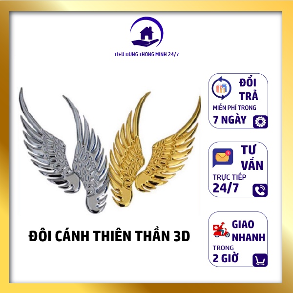 Đôi cánh thiên thần 3D gắn logo xe hơi trang trí