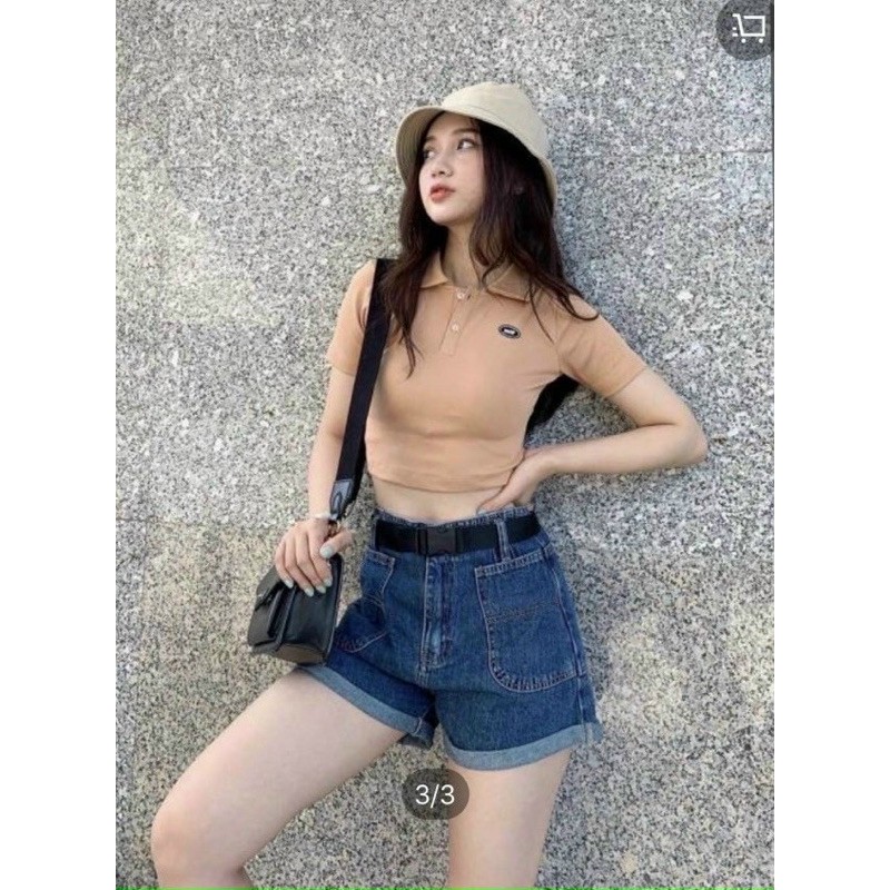 áo croptop cổ trụ in chữ siêu xinh