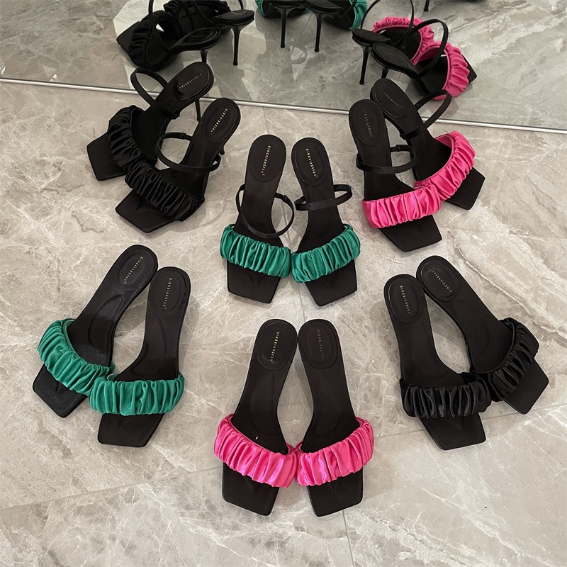 Giày cao gót đế vuông nhúng bèo cá tính