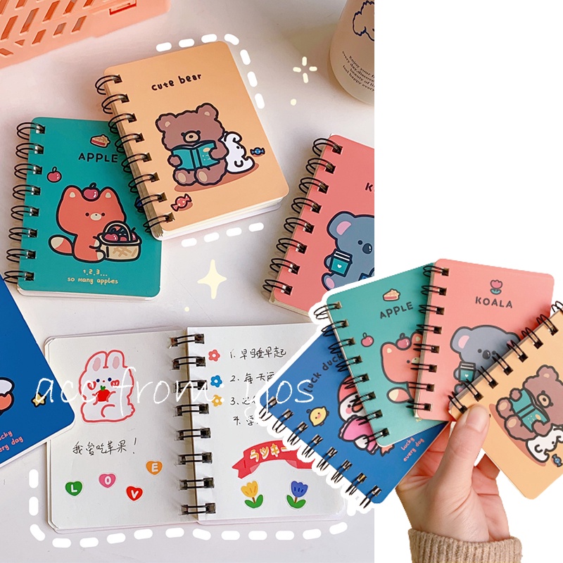 Sổ tay ghi chú mini lò xo bỏ túi họa tiết dễ thương YOS