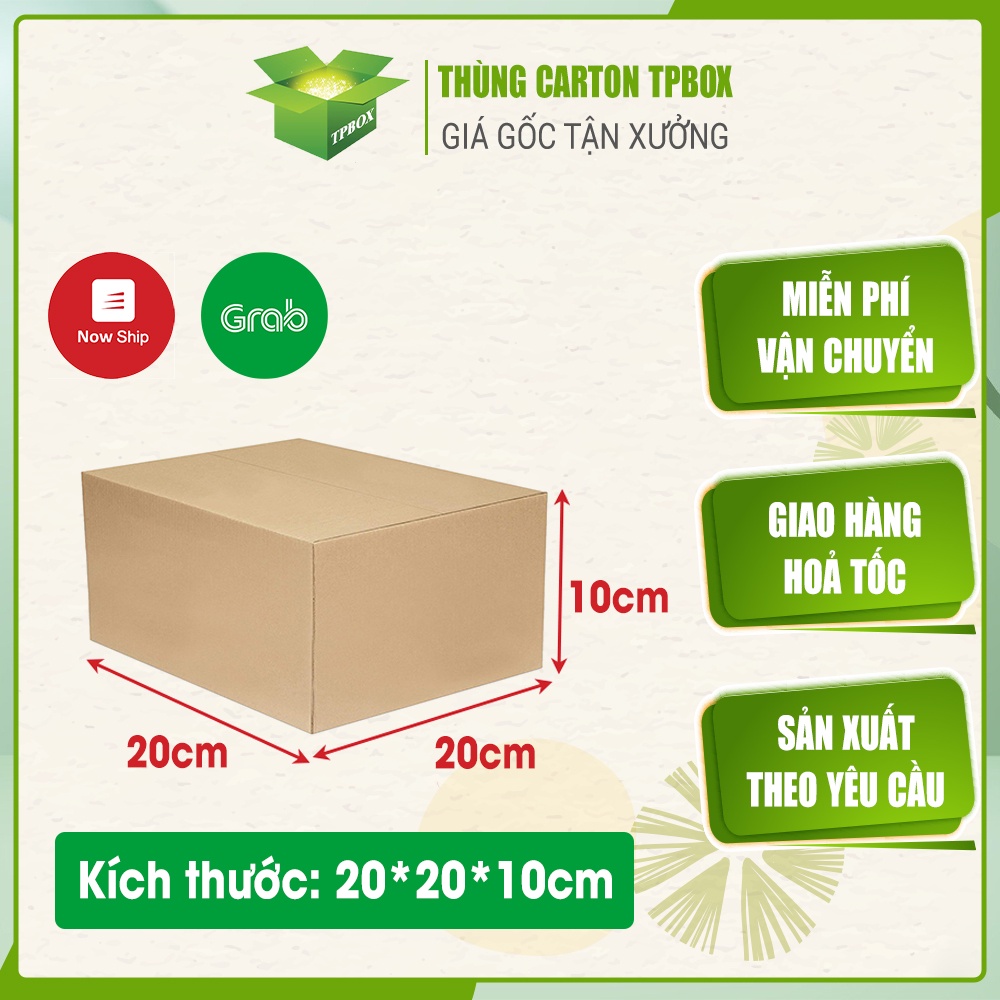 Thùng giấy carton size 20x20x10, bộ 10 hộp giấy đóng hàng