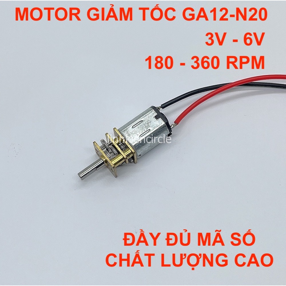 Động cơ motor mini mô tơ giảm tốc GA12-N20 3V - 6V Tốc độ 150 - 330 RPM - bánh răng thép cực bền - LK0055