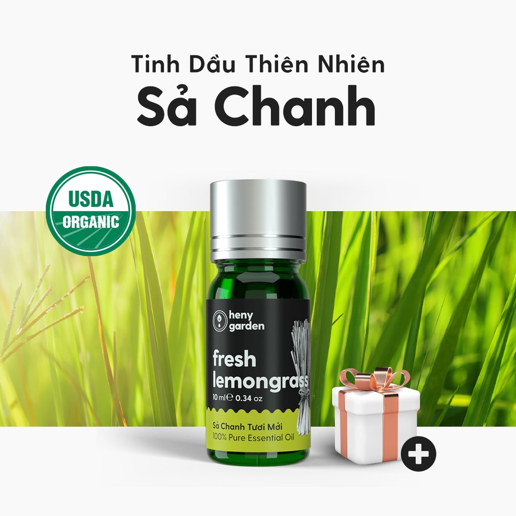 Tinh Dầu Sả Chanh (Fresh) Organic Nguyên Chất Đậm Đặc Xông Thơm Phòng, Làm Nến Thơm Thiên Nhiên HENY GARDEN