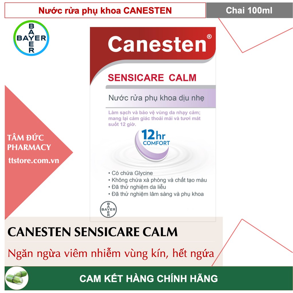 Dung dịch vệ sinh phụ nữ CANESTEN SENSICARE CALM 100ml - Cuốn bay cơn ngứa, dịu mát mỗi ngày