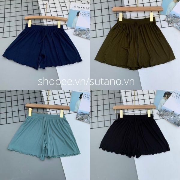 Quần short thun lạnh cạp chun - sooc mặc nhà mùa hè, Quần ngủ vải cotton mịn mát co giãn q604 sutano