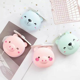 Quạt sạc mini cầm tay kèm gương và đèn led nhiều hình xinh xắn
