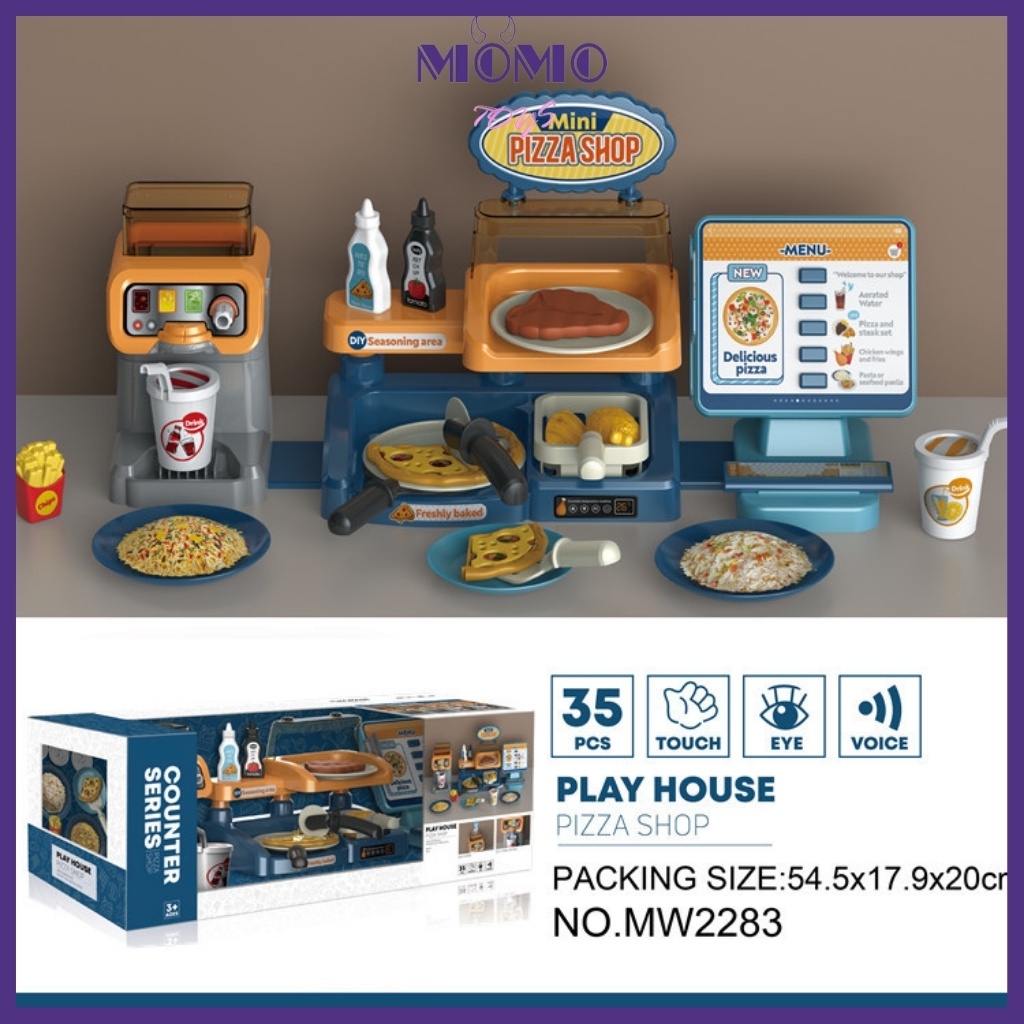 Đồ chơi cho bé gái nấu ăn, đồ chơi bán hàng, siêu thị kem nhập vai - MoMo Toys