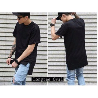 Áo thun tay lỡ xẻ tà - Long tee Oval