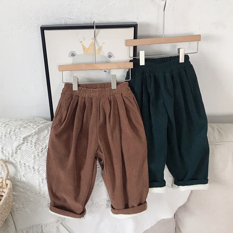 Quần dài ống rộng vải nhung phong cách Hàn Quốc thời trang mùa đông cho bé gái