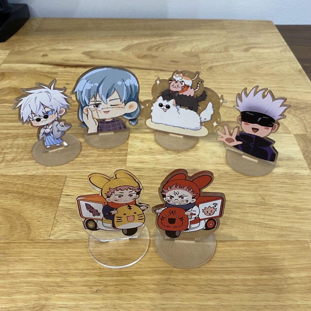 Mô hình standee jujutsu kaisen chibi anime chú thuật hồi chiến Gojo satoru Itadori Yuji trang trí bàn học làm việc 8cm
