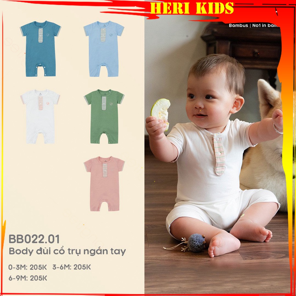 Bộ Body đùi cộc tay Bu, bubaby cổ trụ Bambus 0m - 9m