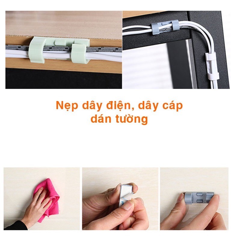 Vỉ 20 Nẹp Dán Giữ Dây - Taky, Giữ Cố Định Dây Điện, Dây Mạng, Dây Máy Tính - Tiện Dụng Cho Gia Đình - Văn Phòng. 5733