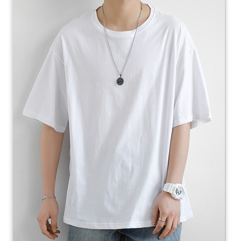 Áo phông tay lỡ unisex form rộng oversize, thun trơn nam nữ ATS01 | BigBuy360 - bigbuy360.vn